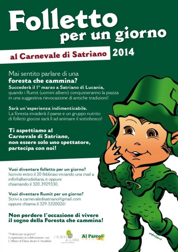 Carnevale di Satriano. Diventa folletto per un giorno